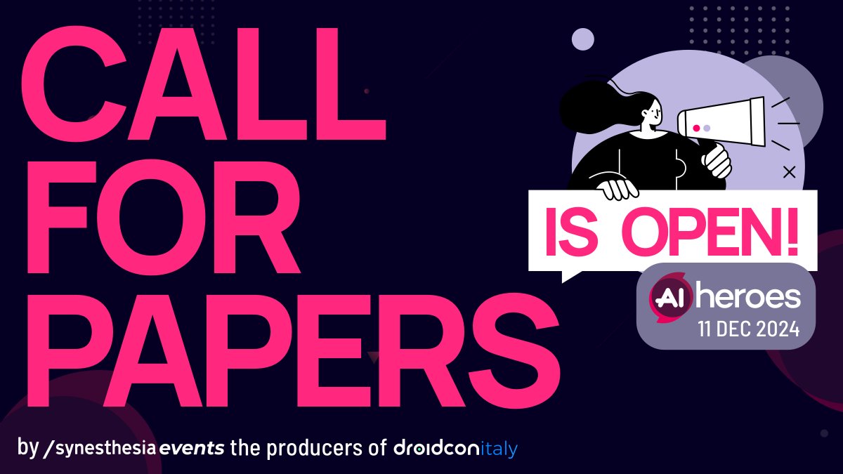 🧠 Do you have insights and experience in AI that you want to share with an eager audience? 🦾

The Italian Artificial Intelligence Conference for Developers, Engineers, Data Scientists &amp; Product Managers it's here!

We're excited to build the best AI Heroes agenda EVER.
✍