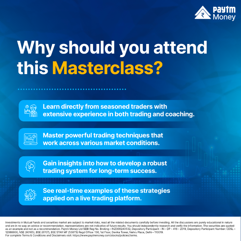 PaytmMoney's tweet photo. Unlock the secrets of trading strategies with Neeraj Gogoi, Edu Coach, Paytm Money, in our #Masterclass ‘You can forget losses. Learn to trade!’.
Date - 26th & 27th Sept 2024
Time - 4:30 to 6 PM
Fee - ₹49
#LearnWithPaytmMoney #PaytmMoney #TradingMasterclass #OptionStrategies