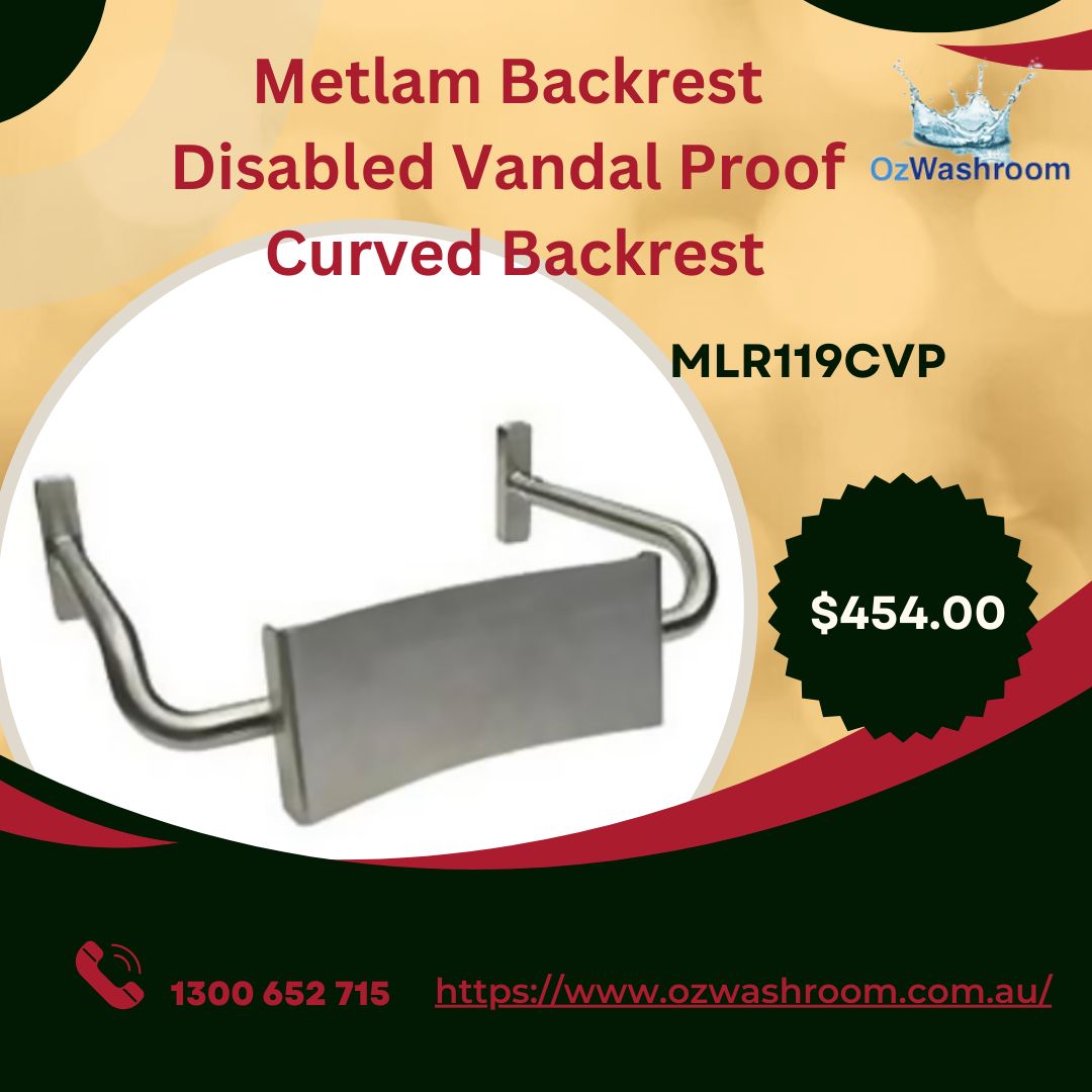 ozwashroom's tweet image. The Metlam Vandal Proof Curved Backrest offers durable, padded support for disabled toilets, ensuring safety, comfort, and long-lasting reliability. 
buff.ly/3TCpbKA 
#Accessibility #DisabledSupport #VandalProof #BathroomSafety #PublicFacilities #Metlam #Durability