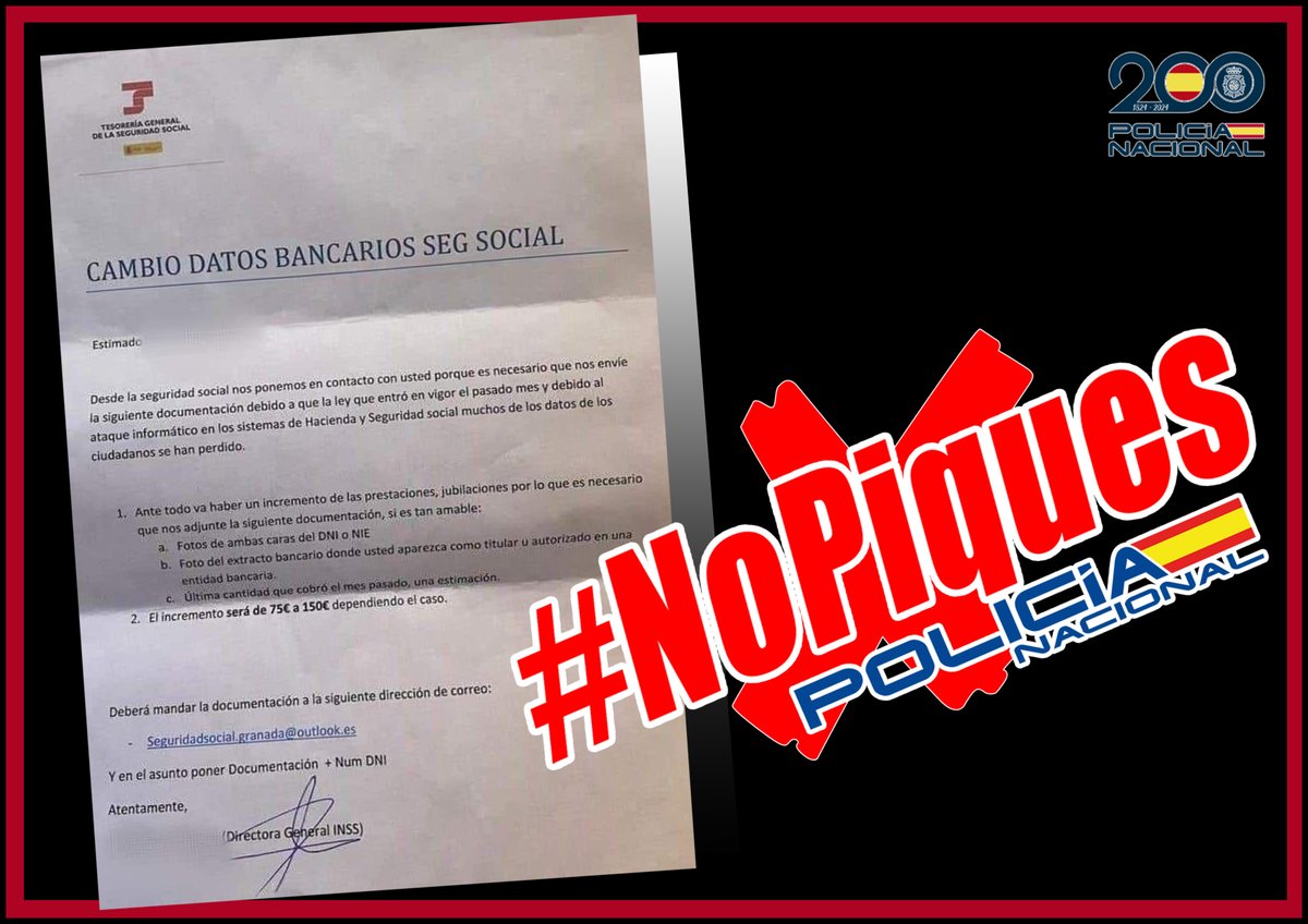 ⚠️ES FALSO⚠️

➡️No es la Tesorería General de la #SeguridadSocial
➡️No envíes tus datos
➡️No respondas
➡️ELIMINA

La <a href="/info_TGSS/">Información TGSS</a>  ya lo ha desmentido
#NoPiques