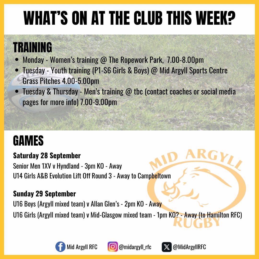 📣 WHAT’S ON THIS WEEK? 📣

A quiet weekend at the Ropework as all of our games are away for once! 🐗
