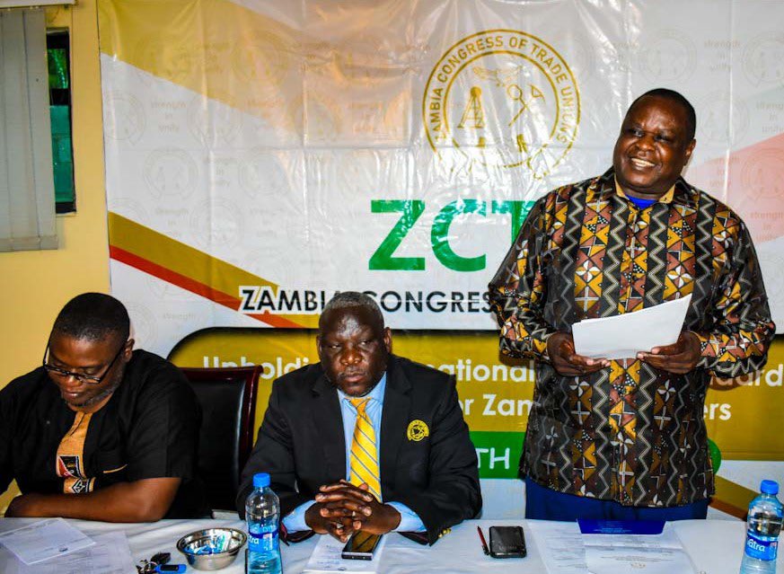 ilolusaka's tweet photo. @ilolusaka Director Mr Wellington Chibebe commends @ZctuZambia for participating in the labour law review in Zambia. He said this at the #ZCTU workshop on review of the Industrial and Labour Relations Act, #OSH Act and #Factories Act at Mika Convention Centre in Chongwe district. https://t.co/3hsAVbpO9R