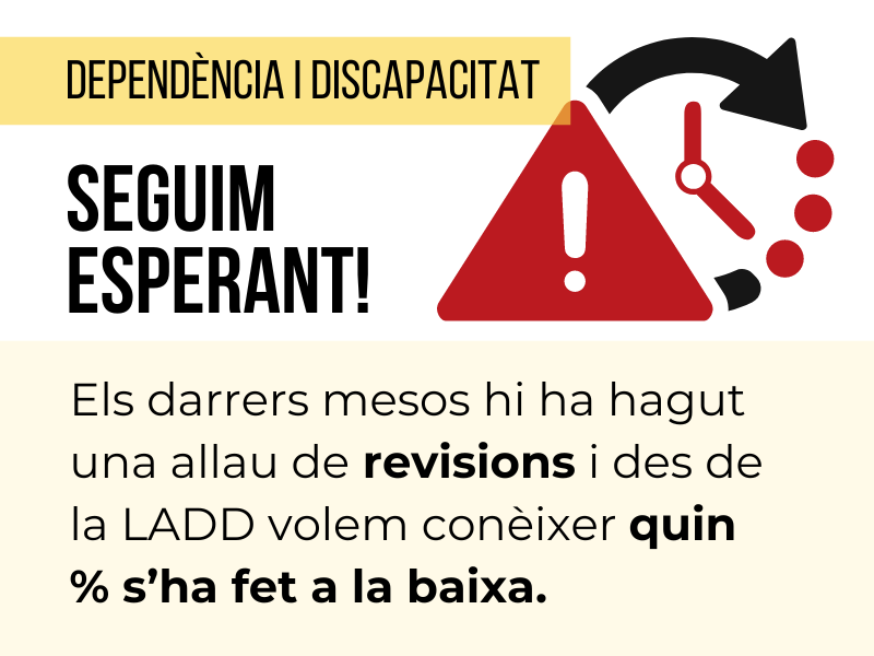 LADD_info's tweet photo. ⏳Seguim esperant dades @gencat!

Quan revisen a la baixa el grau de #discapacitat o dependència dels nostres fills/es, té un impacte gran a les nostres vides: es redueixen els suports i prestacions.

(1/3) https://t.co/qHxCMLqArq