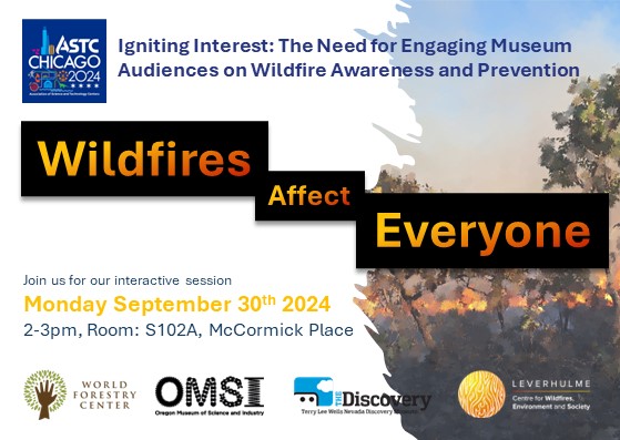 centrewildfires's tweet image. We are looking forward to our wildfires session at the Association of Science and Technology Centres (ASTC) Conference in Chicago - do join us on Mon 30th if you&apos;re attending!  @ScienceCenters  #ASTC2024 

In collaboration with @World_Forestry, @OMSI and The Discovery (Nevada)