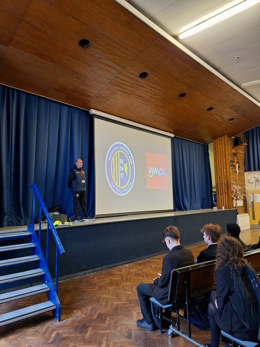 We started the week as we go on as we have visited <a href="/StAnnesRCVA/">St Anne's RC Voluntary Academy</a> to speak in their Year 11 assembly about what we have to offer &amp; where it could lead.

<a href="/CentralYMCAUK/">Central YMCA</a> 

#BTEC #reddishnorthendfootballcollege #playerdevelopment #stockportfootball #progression #footballpathway
