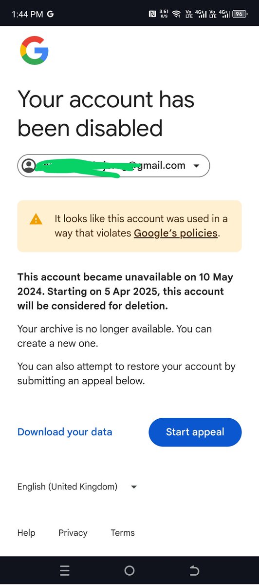 realunclee's tweet photo. @Google @gmail 
My account was disabled, i have sent over 30 appeals but I'm not receiving any response from you!!! Please help https://t.co/ZprKJ4rHqf