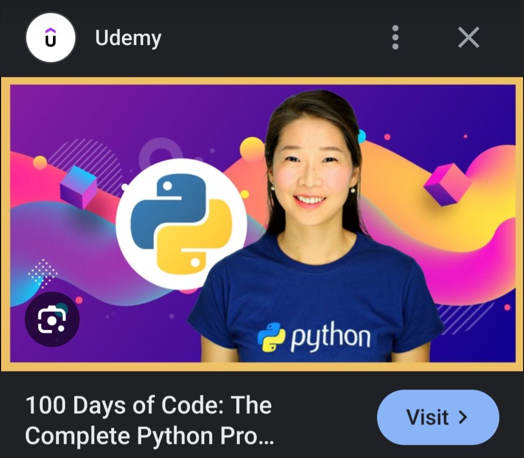 flottering's tweet image. Hi all. I'm starting #100DaysOfPython and is looking for a #StudyBuddy or a #studygroup for #motivation and #support.
#CodeNewbie #100DaysOfCode