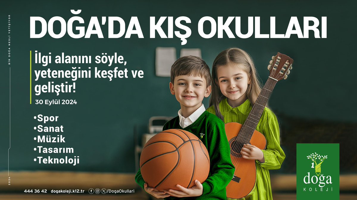 Başlıyoruz! ❄️
İlgi alanını söyle, yeteneğini keşfet ve geliştir!
#DoğadaKışOkulları çok yönlü ve güçlü bir müfredatla 30 Eylül’de başlıyor❗️
Bilgi ve kayıt için; dogakoleji.k12.tr/basvurular/kis…