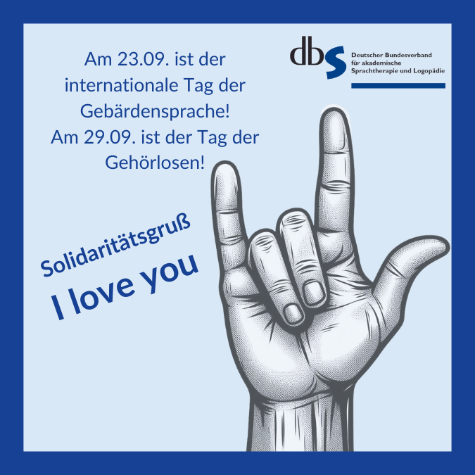 dbs_ev's tweet photo. Heute, am 23.09. ist der internationale Tag der Gebärdensprache! 

Dieser Solidaritätsgruß bedeutet "I love you" und setzt sich aus den Buchstaben I, L und Y aus dem Fingeralphabet zusammen. https://t.co/GHzfIJoenP