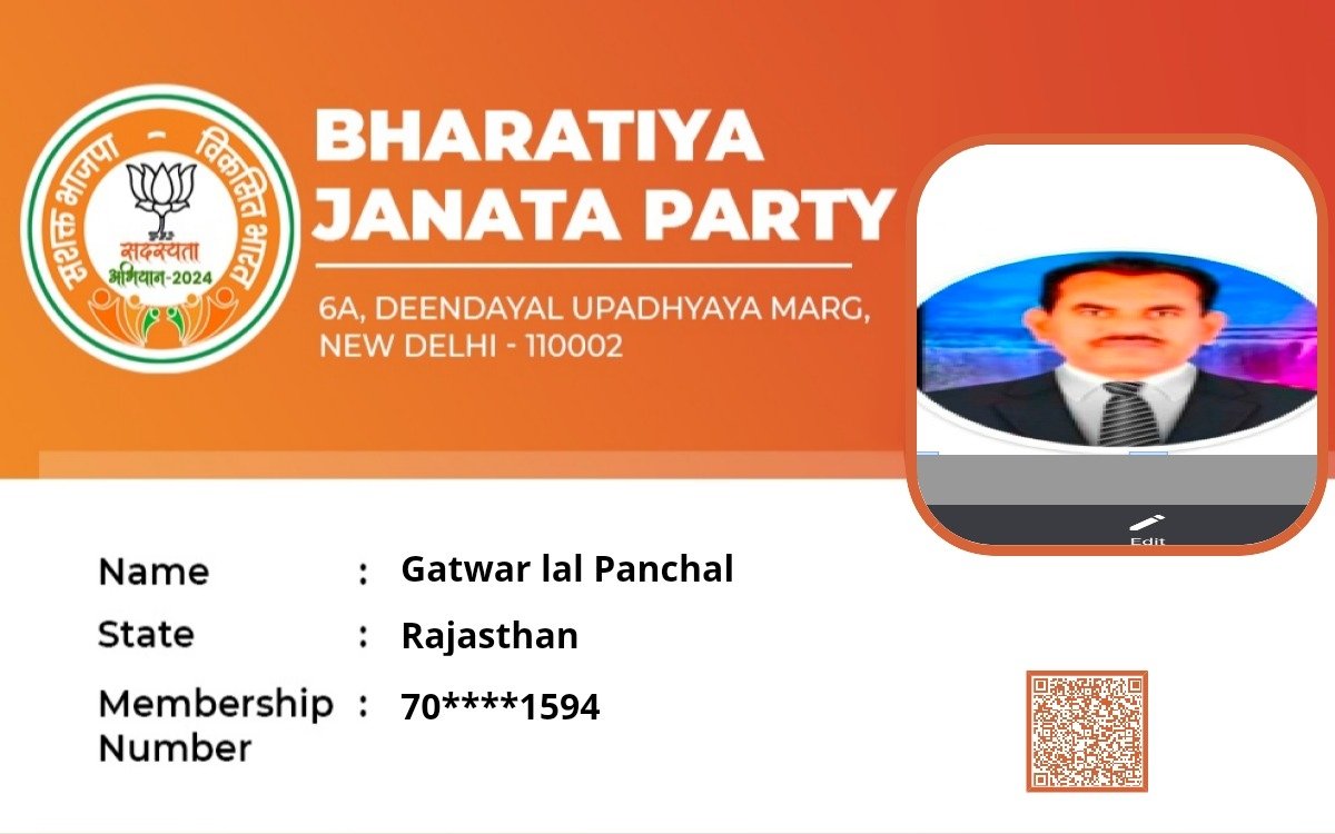 gatwarlal63's tweet photo. Greetings, I have become a primary member of the BJP. You too can join the Party using my referral link : https://t.co/uz2oqvMQXc #BJPSadasyata2024 https://t.co/Up2uw6Clh7