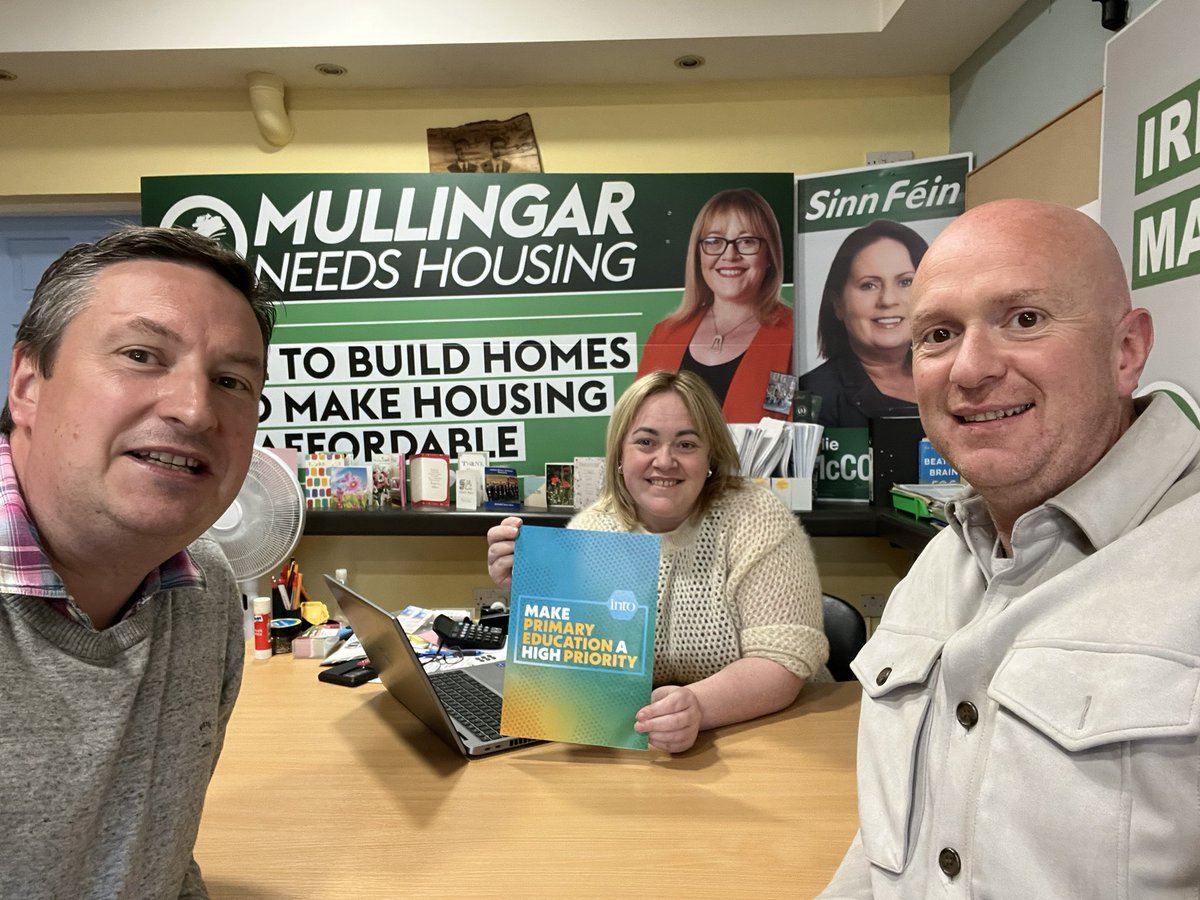 MullingarINTO's tweet photo. Thanks to @SorcaClarke_TD who took time to meet with members from @MullingarINTO to discuss @INTOnews priorities for the upcoming budget. It’s time to invest in primary education. https://t.co/vClXNjS3kT https://t.co/emdNRTNNOX