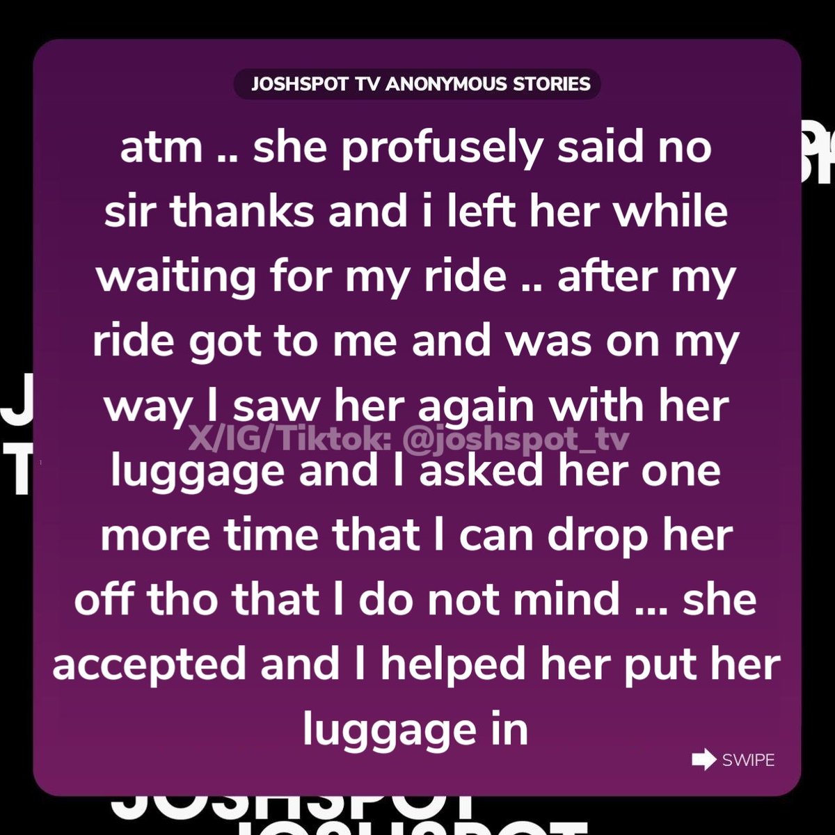 joshspot_tv's tweet photo. "Met this stranger in a public transport, lodged her and you won't believe what happened"

A thread 🍿👇 https://t.co/4mKxb25nUL