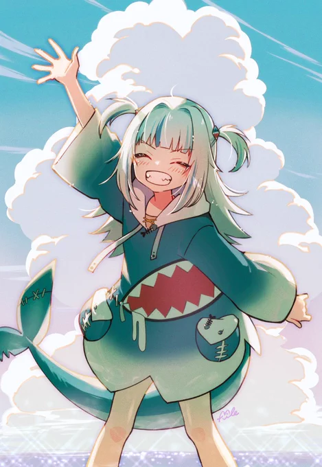 夏が終わる#gawrt#描いたことないホロメン描く 