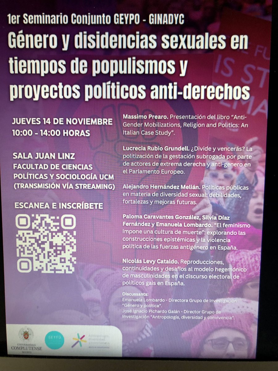 GEYPO Gender & Politics / Género y Política (@geypog) on Twitter photo 🤩 1er Seminario Conjunto GEYPO – GINADYC: Género y disidencias sexuales en tiempos de populismos y proyectos políticos anti-derechos!! 14 noviembre 10:00 - 14:00 Con <a href="/massimoprearo/">Massimo Prearo</a> @LRubioGrundell @p_caravantes <a href="/inasiyu/">J. Ignacio Pichardo</a> NicolasLevy AlejandroHernandez @ilheenk <a href="/elombardo12/">Emanuela Lombardo</a> 🤩 1er Seminario Conjunto GEYPO – GINADYC: Género y disidencias sexuales en tiempos de populismos y proyectos políticos anti-derechos!! 14 noviembre 10:00 - 14:00 Con <a href="/massimoprearo/">Massimo Prearo</a> @LRubioGrundell @p_caravantes <a href="/inasiyu/">J. Ignacio Pichardo</a> NicolasLevy AlejandroHernandez @ilheenk <a href="/elombardo12/">Emanuela Lombardo</a>