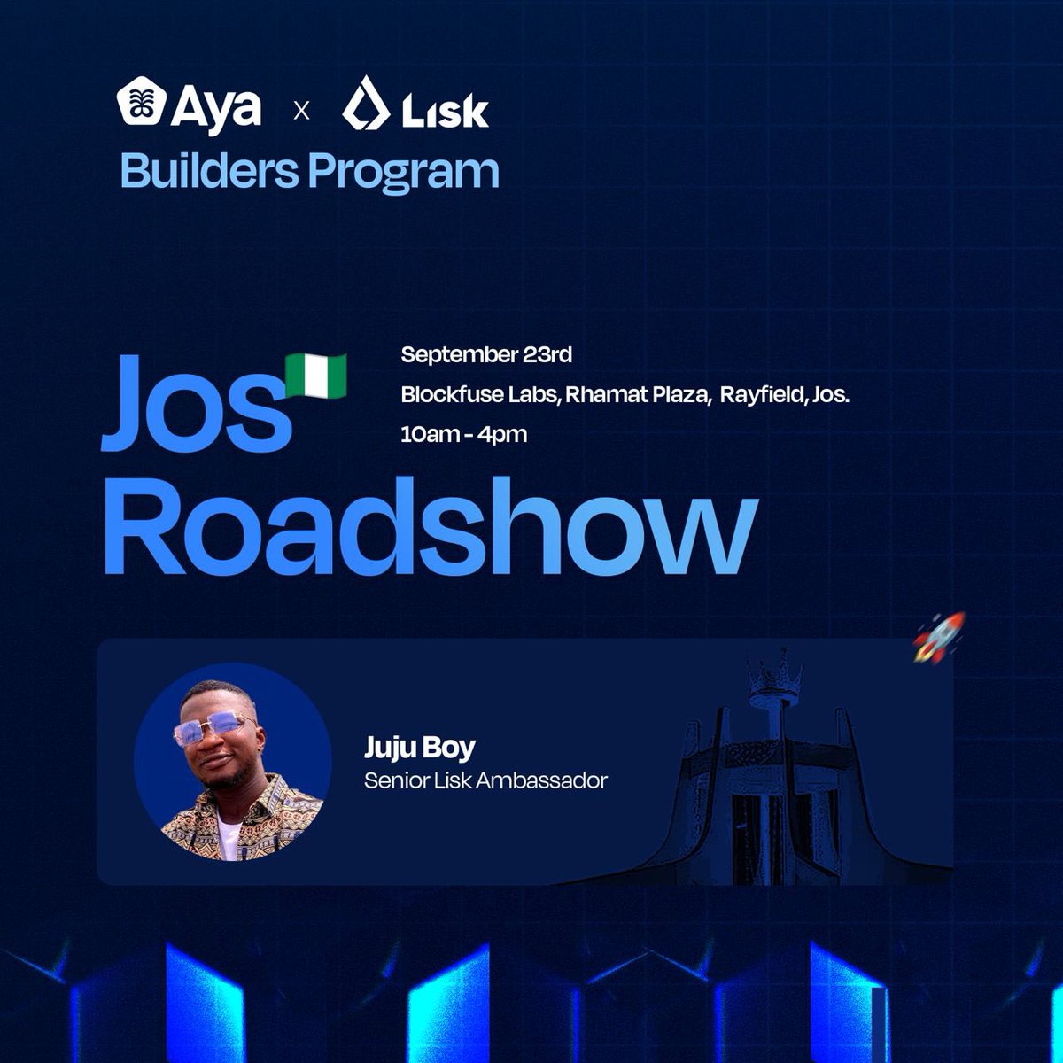 jujuboyNFT's tweet image. I’ll be at @blockfuselabs JOS 🇳🇬 for the #Lisk Builders Programs with @ayahq_ 

The Builders Program is part of @LiskHQ’s developer initiatives aimed at harnessing untapped talent across Africa

@scarfacedotsol @EthJos_ #LiskXAyaRoadshow #onchainbuildersprogram @its_mojeezy