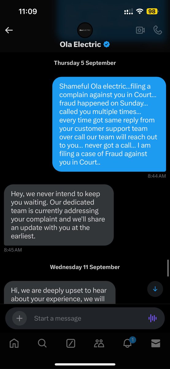 <a href="/OlaElectric/">Ola Electric</a> <a href="/bhash/">Bhavish Aggarwal</a> 

❎ Vehicle is in service center since 2nd sept

❎ 22 days of fraud bcoz of <a href="/OlaElectric/">Ola Electric</a> 

❎ Lost 25,000₹ &amp; they are investigating since 23 days

❎ Auto reply from bot

No one from <a href="/OlaElectric/">Ola Electric</a> connected till now

Worst service and support

#ola #OLAScam