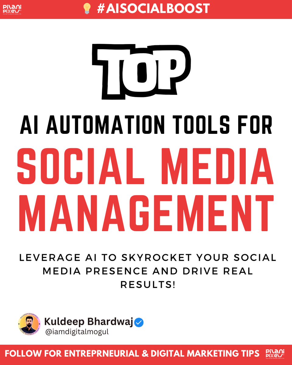 🚀 Level Up Your Social Media with AI! 🤖📲

💡✨Here are 9 AI tools:
1️⃣ Hootsuite
2️⃣ Buffer
3️⃣ Sprout Social
4️⃣ Lately
5️⃣ SocialBee
6️⃣ Canva
7️⃣ PromoRepublic
8️⃣ ContentStudio
9️⃣ Sendible

💥 Time to #Automate your social strategy!
#AIForBusiness #DigitalStrategy #MarketingTools
