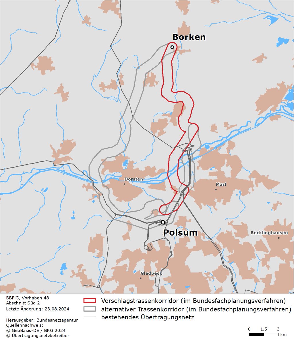 #Vorhaben48: Vorhabenträger <a href="/Amprion/">Amprion</a> hatte Unterlagen zu den beiden südlichen Abschnitten des #KorridorB eingereicht. Wir haben diese nun abschließend geprüft und für vollständig erklärt. Sie werden zeitnah online veröffentlicht. netzausbau.de/vorhaben48