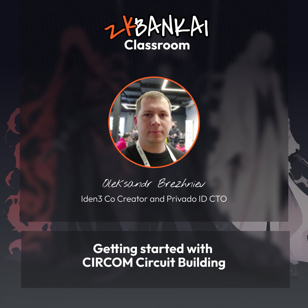 zk Bankai (@zk_bankai) on Twitter photo (...comment "bankai" below to receive a meet invite...)
Setup for this Wednesday Classroom 📖
"Basics of CIRCOM circuit building"
by <a href="/identhree/">iden3</a> Co-Creator and <a href="/PrivadoID/">Privado ID (formerly Polygon ID)</a> CTO himself <a href="/OBrezhniev/">Oleksandr Brezhniev</a>
The session will majorly cover:
+ Circom Language Basics
+ Circuit Compilation
+ (...comment "bankai" below to receive a meet invite...)
Setup for this Wednesday Classroom 📖
"Basics of CIRCOM circuit building"
by <a href="/identhree/">iden3</a> Co-Creator and <a href="/PrivadoID/">Privado ID (formerly Polygon ID)</a> CTO himself <a href="/OBrezhniev/">Oleksandr Brezhniev</a>
The session will majorly cover:
+ Circom Language Basics
+ Circuit Compilation
+