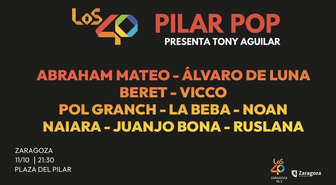 Buenos días familia! Empezamos la semana con una nueva fecha confirmada. El próximo 11 de octubre, <a href="/AbrahamMateo/">Abraham Mateo</a> estará en la plaza del pilar de Zaragoza de la mano de "Los 40"