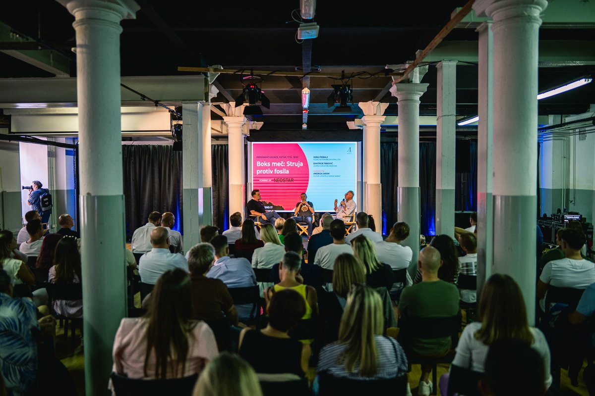 NeostarC's tweet image. Our CEO – Dimitrije Trbovic, a proponent of electric vehicles , and Juraj Šebalj, a rally car champion and proponent of traditional fossil fuel engines , had a dynamic discussion on the topic “𝐄𝐥𝐞𝐜𝐭𝐫𝐢𝐜𝐢𝐭𝐲 𝐯𝐬 𝐅𝐨𝐬𝐬𝐢𝐥𝐬”, with Andrija Jarak, moderating the match!