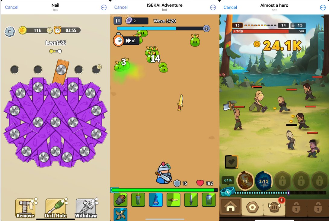 🔥Bot Gameyard has currently released three games; which one is your favorite? #Telegram #TON 

👇Click the link below to join the game directly!

1️⃣Nail Mini Game, a fun and engaging screw-tightening mini-game：
t.me/unnailbot

2️⃣ ISEKAI Adventure, an adventure game: