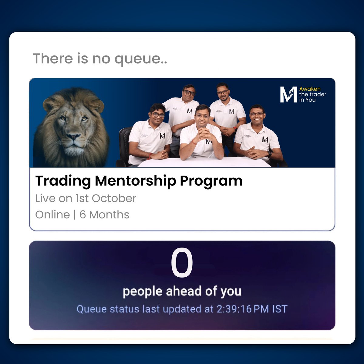 elearnmarkets's tweet photo. Yahan Wahan Queue dene se acha, Chale ayiye hamare paas!
Hamare Trading Mentorship mein hain Zero waiting aur Multi-Asset trading ki dher saari knowledge! Ab tak 4,000+ students ho chuke hain successful.
Toh phir der kis baat ki? Click๐
https://t.co/PC4mCCwYHn
#Soldplay https://t.co/F9RrBs2GLz
