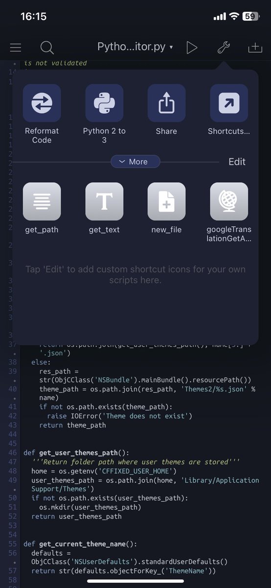 pome_ta93's tweet image. #iceberg.vim （のVSCode theme）を
#Pythonista3 にいい具合に変換できてきてる☺️

ちょこちょこと、Python 寄りにしていこうかしらん☺️