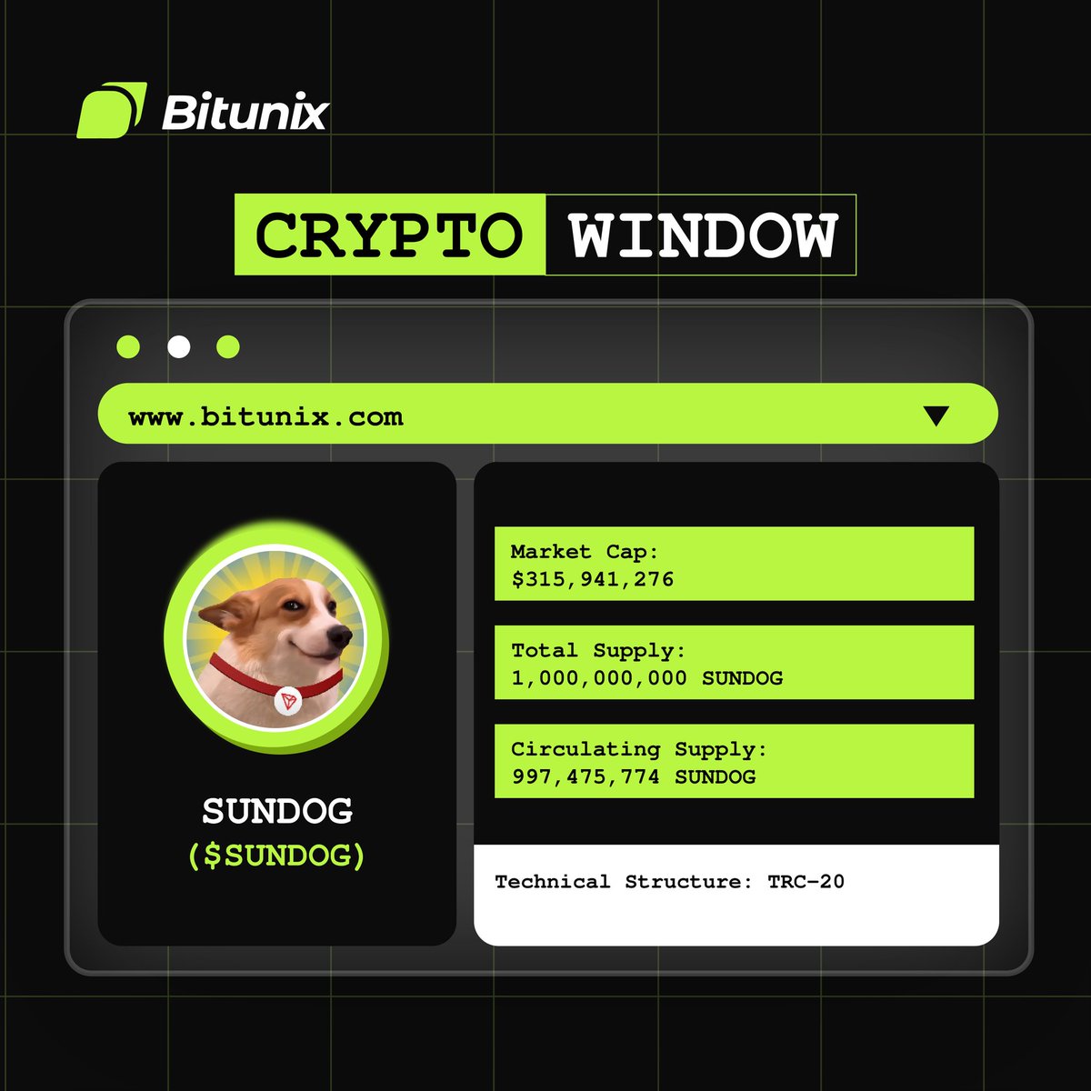 BitunixOfficial's tweet photo. .@SUNDOG_TRX ( $SUNDOG) spot trading is now live on #Bitunix!
🔹Deposits: Now Open
🔹Trading & Withdrawal: Now Open
✔️ Check out SUNDOG/USDT pair here:
https://t.co/7vk5Xd2W3R
#BitunixNewListings #SUNDOG #CryptoWindow https://t.co/n3GxaxHYWi
