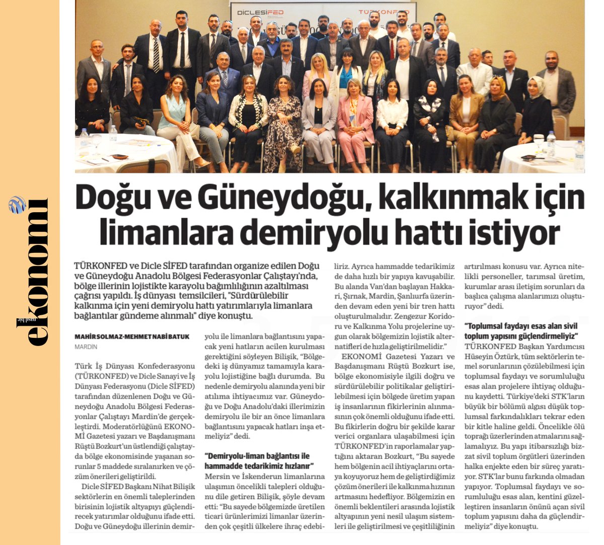 Ekonomi GAP (@ekonomigap) on Twitter photo Doğu ve Güneydoğu, kalkınmak için limanlara demiryolu hattı istiyor 
<a href="/turkonfed/">TÜRKONFED</a>
<a href="/diclesifed/">Diclesifed</a>
#doğu #güneydoğu #mezopotamya #ekonomikgelişim #büyüme #planlama #lojistik #maliyetazaltımı #demiryolu #limanbağlantısı #sürdürülebilirlik Doğu ve Güneydoğu, kalkınmak için limanlara demiryolu hattı istiyor 
<a href="/turkonfed/">TÜRKONFED</a>
<a href="/diclesifed/">Diclesifed</a>
#doğu #güneydoğu #mezopotamya #ekonomikgelişim #büyüme #planlama #lojistik #maliyetazaltımı #demiryolu #limanbağlantısı #sürdürülebilirlik