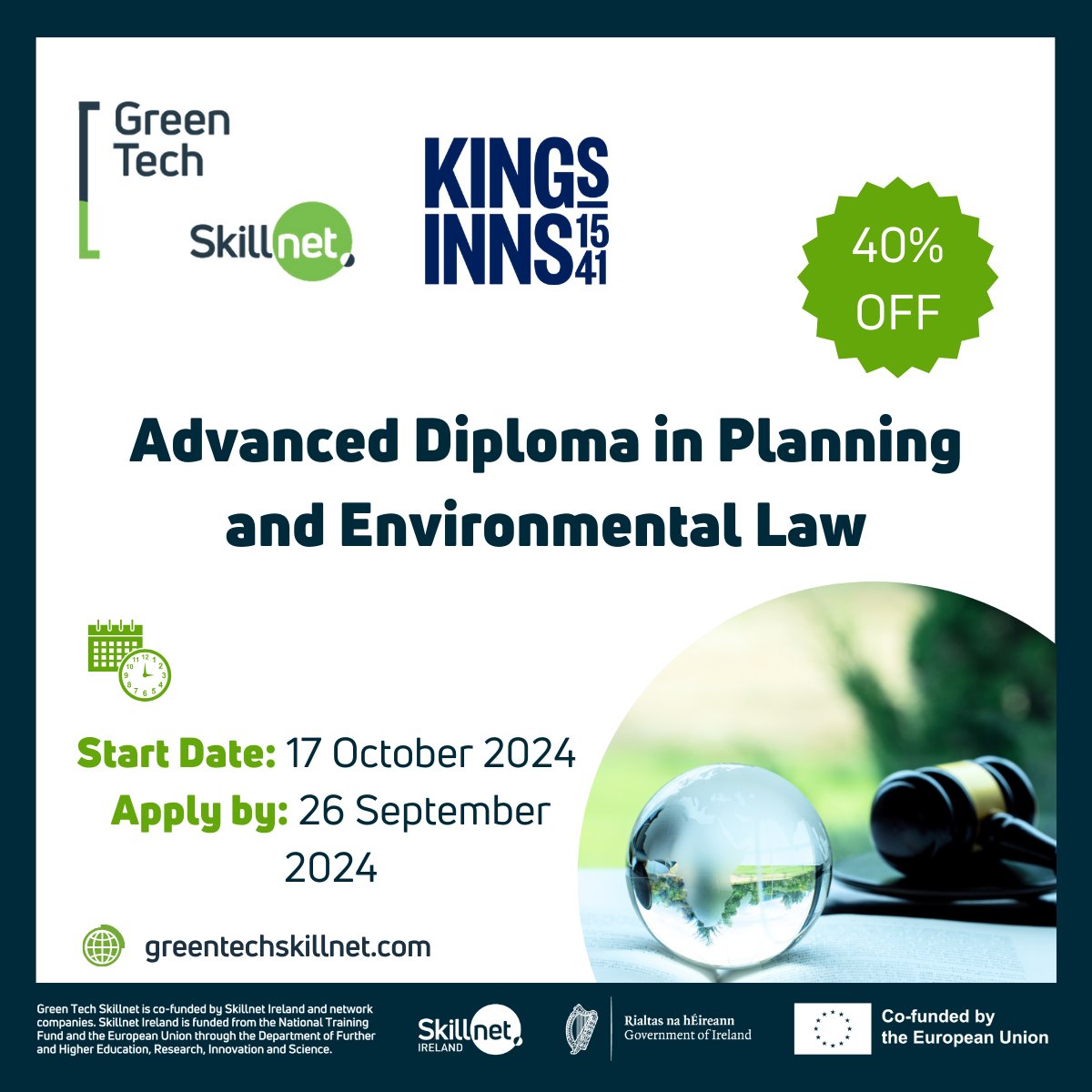 Green Tech Skillnet (@gtskillnet) on Twitter photo โ๐๐๐๐๐ฅ๐ข๐ง๐ ๐๐จ๐ซ ๐๐ฉ๐ฉ๐ฅ๐ข๐๐๐ญ๐ข๐จ๐ง๐ฌ ๐ข๐ฌ ๐๐๐ฌ๐ญ ๐๐ฉ๐ฉ๐ซ๐จ๐๐๐ก๐ข๐ง๐ โ
Apply by midnight on Thursday, 26 September 2024: eu1.hubs.ly/H0cvFlr0
This course provides participants with a comprehensive practical knowledge of Planning and Environmental Law. โ๐๐๐๐๐ฅ๐ข๐ง๐ ๐๐จ๐ซ ๐๐ฉ๐ฉ๐ฅ๐ข๐๐๐ญ๐ข๐จ๐ง๐ฌ ๐ข๐ฌ ๐๐๐ฌ๐ญ ๐๐ฉ๐ฉ๐ซ๐จ๐๐๐ก๐ข๐ง๐ โ
Apply by midnight on Thursday, 26 September 2024: eu1.hubs.ly/H0cvFlr0
This course provides participants with a comprehensive practical knowledge of Planning and Environmental Law.