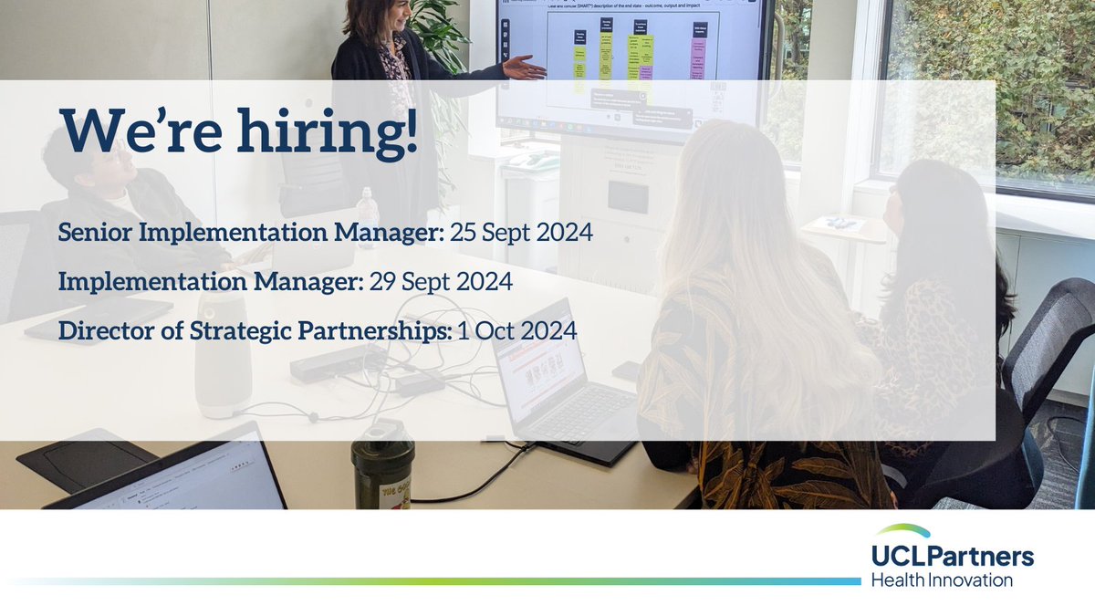 UCLPartners (@uclpartners) on Twitter photo Still time to apply for our Implementation roles and Director of Strategic Partnerships!
Find out more and apply: uclpartners.com/get-involved/w… Still time to apply for our Implementation roles and Director of Strategic Partnerships!
Find out more and apply: uclpartners.com/get-involved/w…