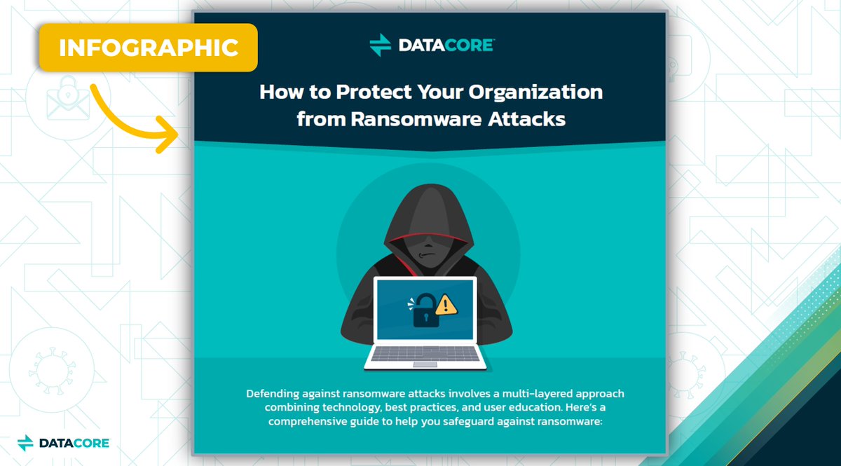 DataCore's tweet image. 🔒 Essential #RansomwareProtection Guide 🔒

Stay ahead of #Ransomware threats! Learn key steps for:

🛡️ Backup Strategies
🛡️ Response planning
🛡️ Continuous monitoring &amp;amp; training

Don’t wait—be prepared!

🔗 Download Infographic: datacore.com/document/how-t…

#RansomwareResilience