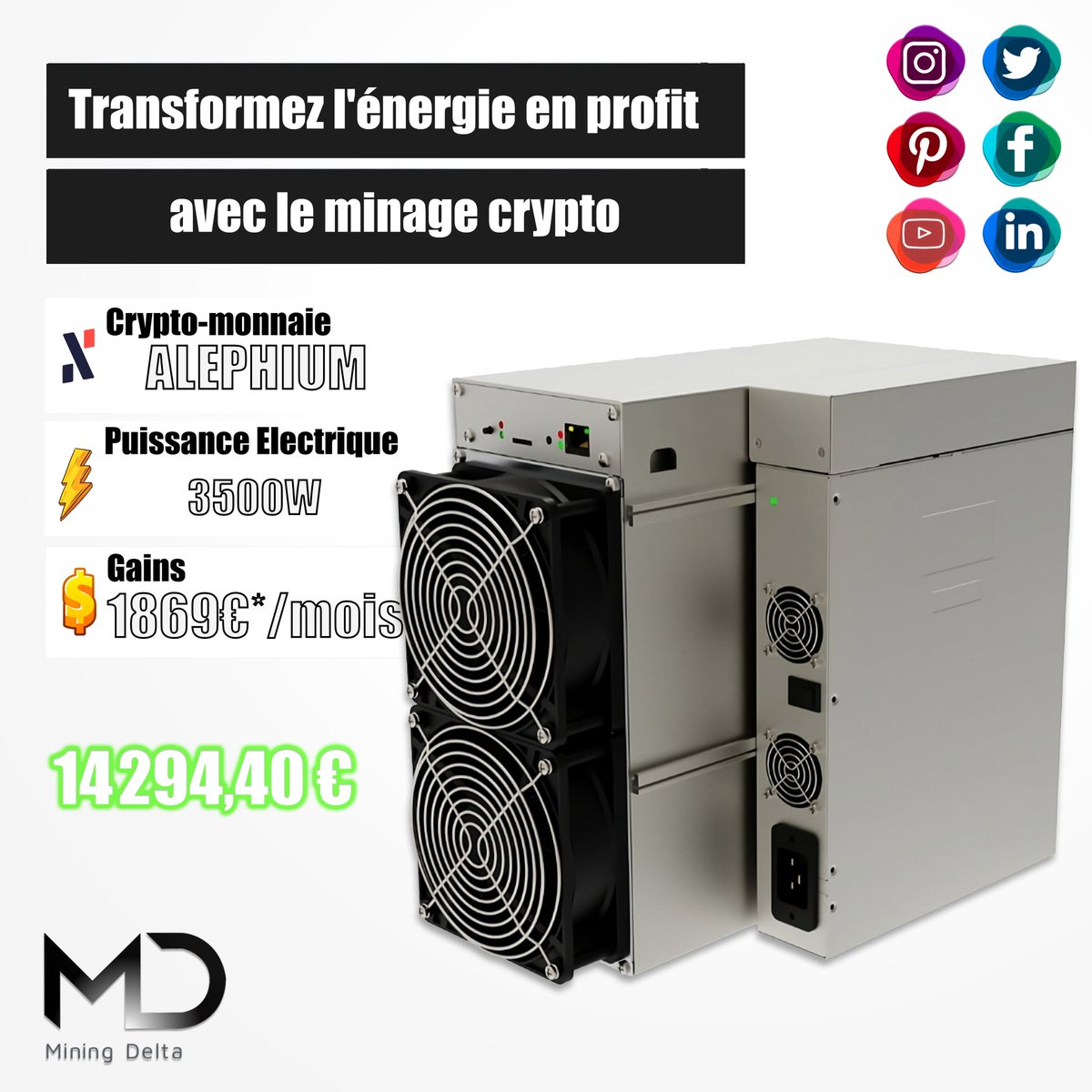 theminingdelta's tweet photo. Le #Iceriver AL3 15TH arrive fin octobre ! 💥 Avec un rendement impressionnant de 1869€ par mois, c'est l'opportunité parfaite pour ceux qui veulent se lancer dans le minage crypto 💰🚀. Êtes-vous prêts ?
https://t.co/wyG7bcgJ5Q
#crypto #minage #alephium #miningdelta https://t.co/jo311E1EcA