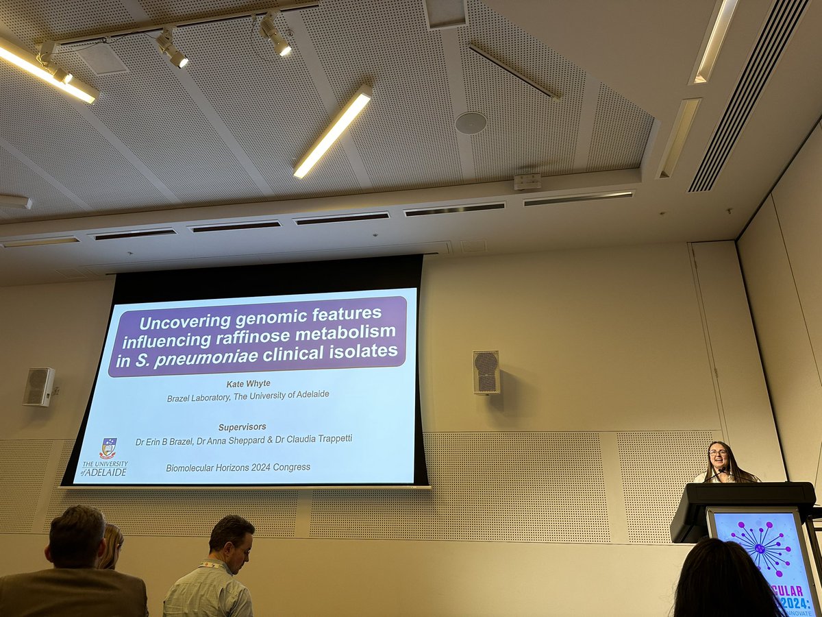 Dr Erin Brazel (@erin_brazel) on Twitter photo An excellent talk by PhD student <a href="/Kate_Whyte3/">Kate Whyte</a> at #BMH2024 on characterising variations in #pneumococcal raffinose metabolism <a href="/bmh2024Melb/">Biomolecular Horizons 2024</a> <a href="/RCID20/">Research Centre for Infectious Diseases (RCID)</a> <a href="/UofA_SET/">Faculty of Sciences, Engineering and Technology</a> An excellent talk by PhD student <a href="/Kate_Whyte3/">Kate Whyte</a> at #BMH2024 on characterising variations in #pneumococcal raffinose metabolism <a href="/bmh2024Melb/">Biomolecular Horizons 2024</a> <a href="/RCID20/">Research Centre for Infectious Diseases (RCID)</a> <a href="/UofA_SET/">Faculty of Sciences, Engineering and Technology</a>