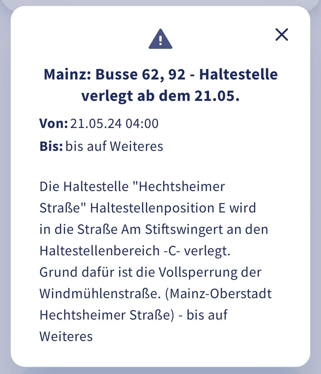 Renthner's tweet photo. @RMVdialog was hat die Windmühlenstraße mit der Haltestelle Hechtsheimer Straße, 700 Meter entfernt zu tun? https://t.co/Jsd9ZYN3EA