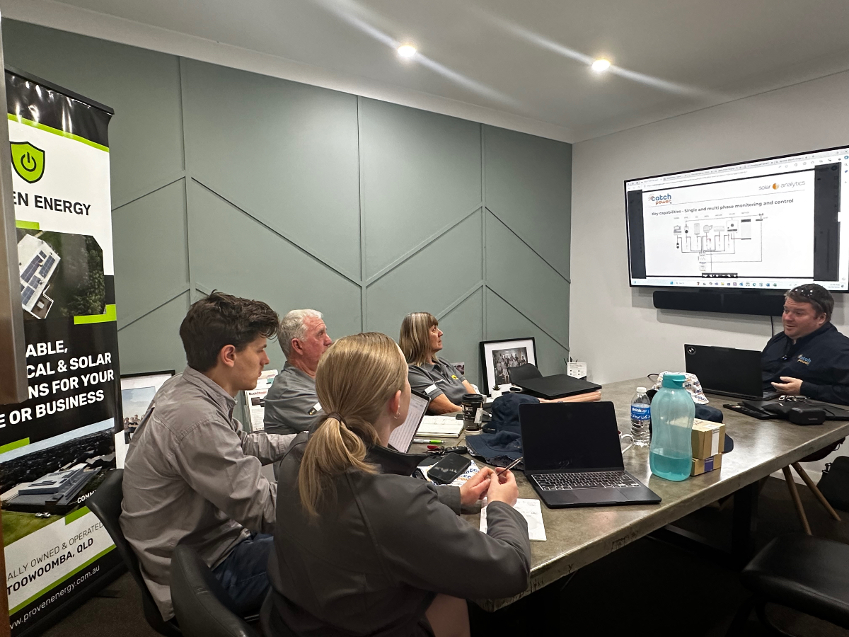 ProvenEnergyAus's tweet photo. @catch_power expert Ben Jones paid a visit to the Proven Energy office last week to run us through the new Monacle App Updates and answer questions we had about the new 3-phase Catchpowers! Thanks for the visit Ben! ⭐️#catchcontrol #catchpower #provenenergy https://t.co/KoNjopqMAk