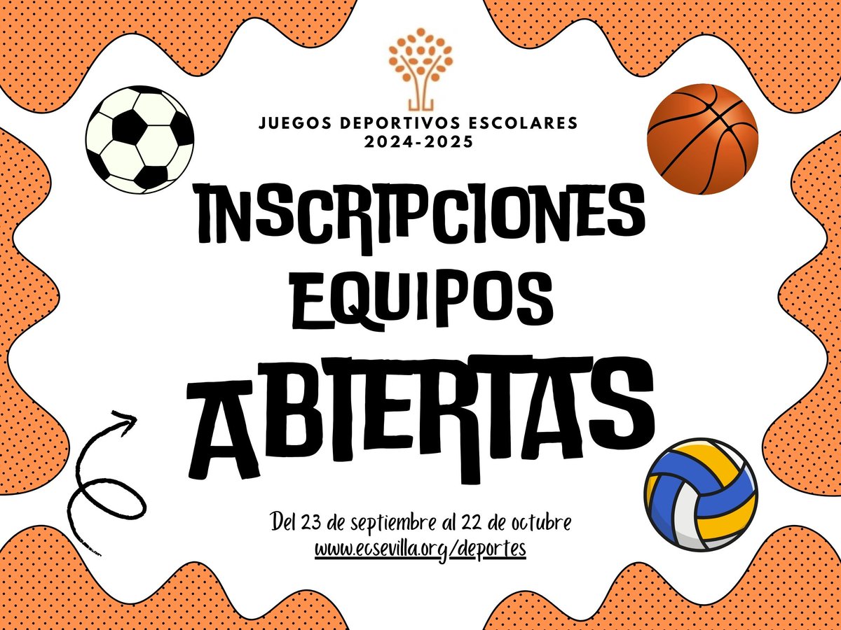 Desde hoy se encuentran abiertas las inscripciones a los #JuegosECS para los colegios interesados y sus equipos. Accede a toda la información en el siguiente enlace: ecsevilla.org/deportes/los-x… #DeporteEscolar