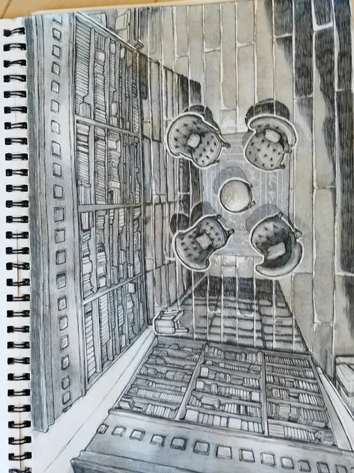 描いたー。
けど、ゴチャゴチャ線描きすぎて、ホラー感出た。
絵って難しいね。 