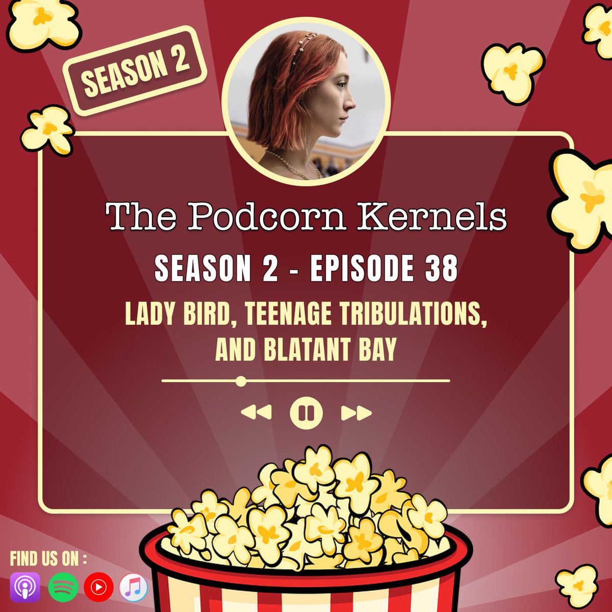 S02. E38: Lady Bird, Teenage Tribulations, and Blatant Bay is now live! Listen on Spotify by clicking the link below 👇 

open.spotify.com/episode/26sDQt…

Or you can choose a different platform from our link-tree 👇 

linktr.ee/thepodcornkern…

#FilmX
#MovieReview #teen