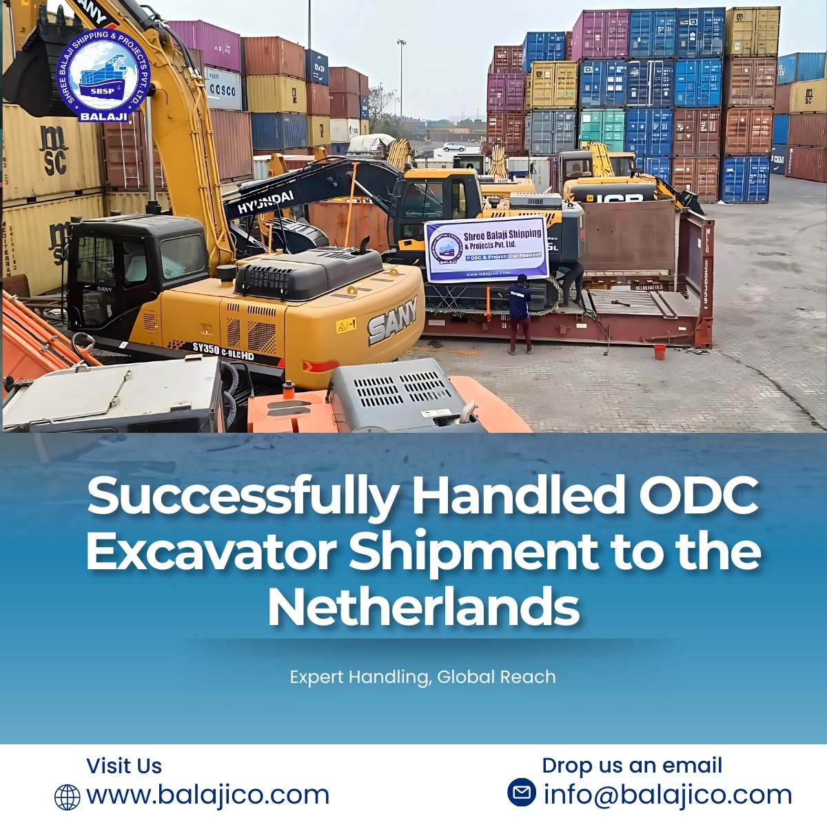 BalajiShipping's tweet photo. 🚛 Successfully Handled: ODC Excavator Shipment to the Netherlands 🚛

📧 Contact us at info@balajico.com for your next ODC shipment!

#ODC #HeavyLift #Logistics #Netherlands #BalajiShipping #ExcavatorTransport #GlobalShipping #Freigh https://t.co/Sud2R8Io0A