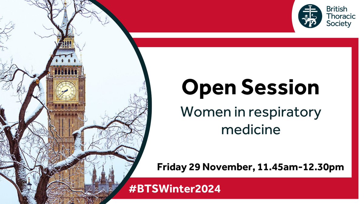This session at the Winter Meeting will look at what the experience of working in respiratory healthcare is like for women. If this is of interest, you can learn more and book your ticket here: tinyurl.com/ysemz7cp

#BTSWinter2024 #WomenInRespiratory #LungHealth