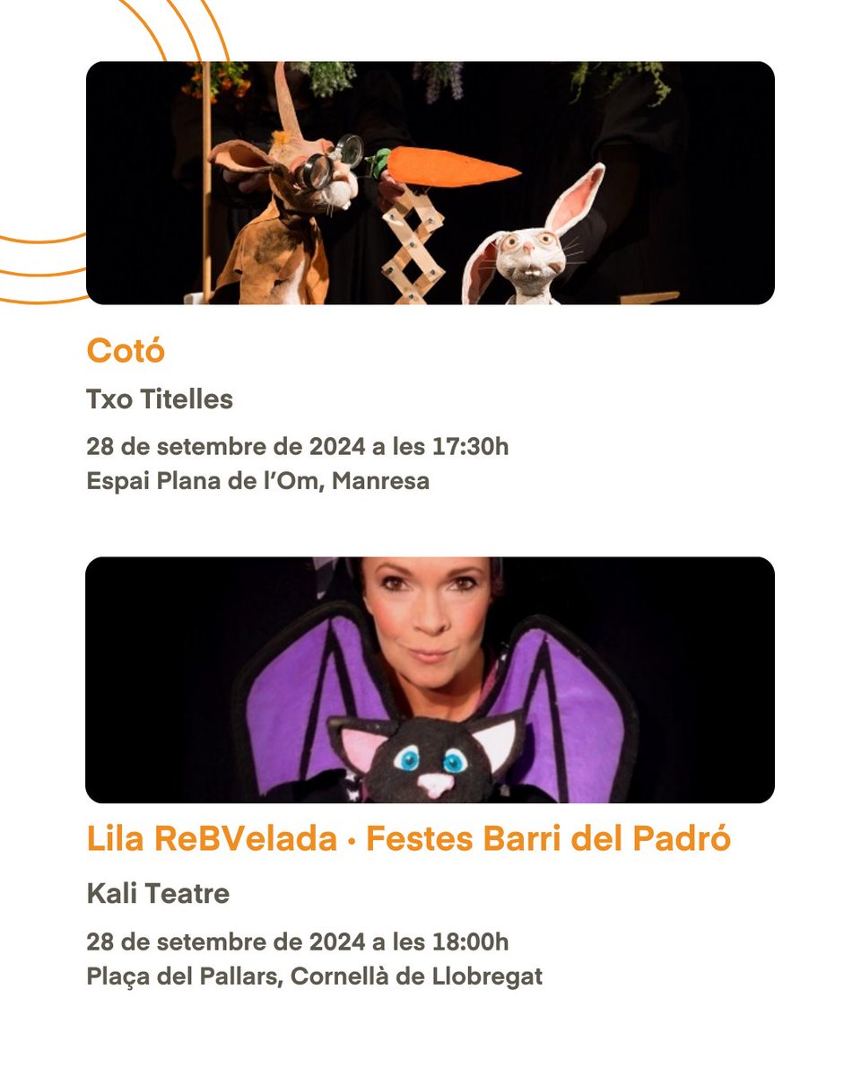 EscenaFamiliar's tweet photo. Treu l'agenda i apunta't tots els plans per aquesta setmana: et costarà molt escollir-ne només un!
https://t.co/TY2uO7wShx
Prepara't per gaudir d'una bona estona amb família, amb totes aquestes propostes culturals🎭
#espectaclesinfantils #espectaclesfamiliars #agendacultural https://t.co/bJIAtD75yv
