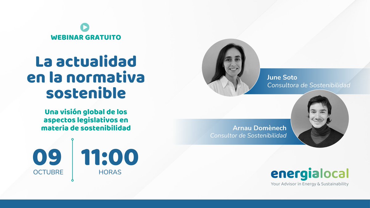 🌍 Ponte al día en legislación sostenible con nuestro Webinar "La actualidad en la normativa sostenible”

🗓️ Fecha: Miércoles, 9 de octubre

🕒 Hora: 11:00 AM

📍 Lugar: Online 

¡Os esperamos!

Inscríbete ahora: semanarsc.zoom.us/webinar/regist…