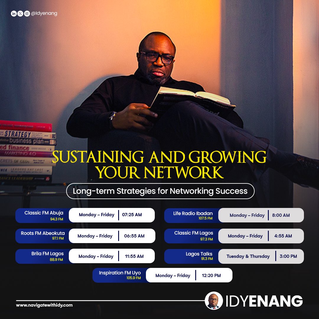 IdyEnang's tweet photo. Building a strong network is just the start. This week, we're talking about how to sustain and grow those connections for long-term success. Tune in to Navigate with Idy to learn more!

#NavigateWithIdy #NetworkingSuccess #CareerGrowth https://t.co/esagWmtQ5Y