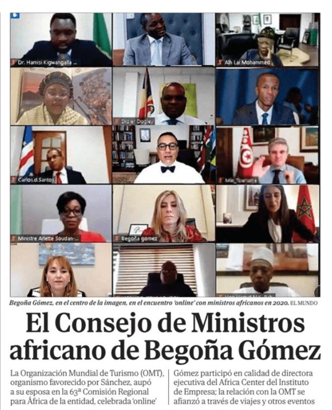 pbustos77's tweet photo. La OMT premió a Begoña Gómez con un Consejo de Ministros africano tras darle Pedro Sánchez su sede gratis en España
@elmundoes🛑LO QUE SÁNCHEZ DA “GRATIS”, PARA COMPLACER A SU MUJER, LO PAGAMOS LOS ESPAÑOLES. SE LLAMA NEPOTISMO CORRUPTO. https://t.co/jCA3LI9pdW