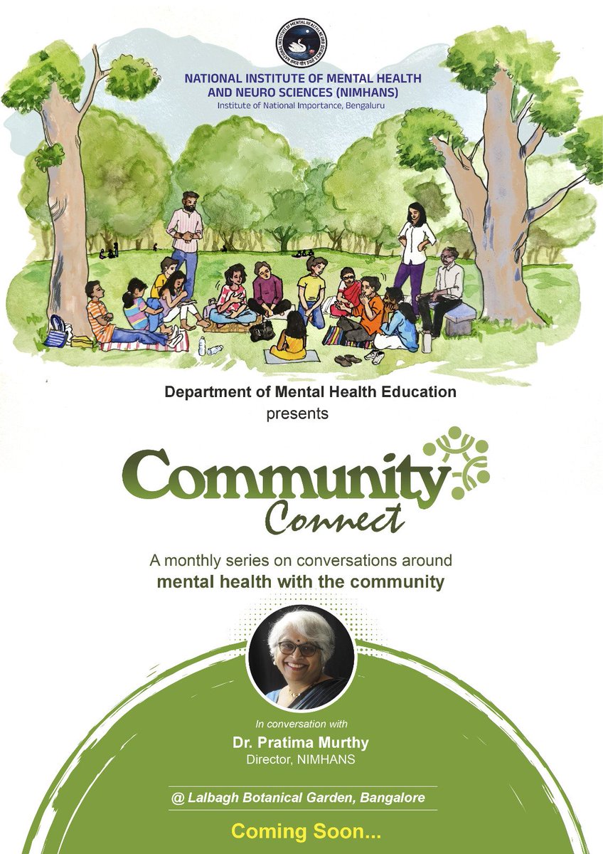 NIMHANS_BLR's tweet image. 📣Exciting News!
@mheduNIMHANS presents #CommunityConnect, a monthly series on mental health conversations with the community.

Come together to share experiences and break the #Stigma surrounding #mentalhealth.

Stay tuned for details!
#CONNECT #MentalHealthAwareness #community