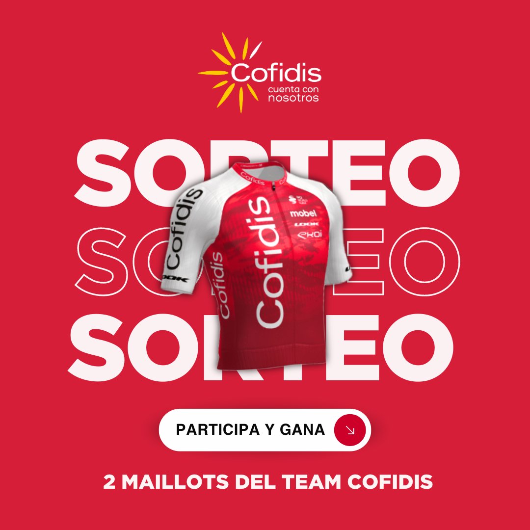 ¿Estás disfrutando del Mundial de Zúrich? 🤔 Desde Cofidis queremos que lo vivas al máximo, por eso vamos a SORTEAR 2 maillots del @teamcofidis. 🔝

Participa y consigue un maillot para ti y otro para quien tú quieras. 😉↩️
🔺 Sigue a <a href="/ciclistacofidis/">Cofidis Likes Ciclismo</a> 
🔺 Da RT y me gusta
🔺