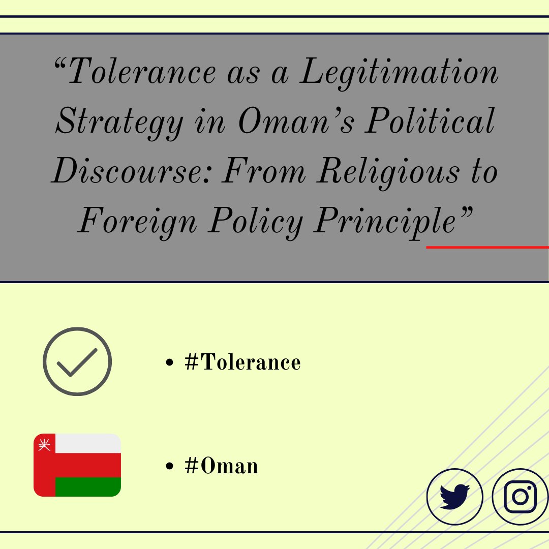 The International Spectator (@intl_spectator) on Twitter photo ⚠️New Article online!
🇴🇲How did #Oman transform #tolerance from a religious value into a #foreignpolicy tool to shape #nationalidentity & gain #legitimacy?
🔗Rad the article here tandfonline.com/doi/full/10.10…
🖋️<a href="/giuls_daga/">Giulia Daga</a> ⚠️New Article online!
🇴🇲How did #Oman transform #tolerance from a religious value into a #foreignpolicy tool to shape #nationalidentity & gain #legitimacy?
🔗Rad the article here tandfonline.com/doi/full/10.10…
🖋️<a href="/giuls_daga/">Giulia Daga</a>