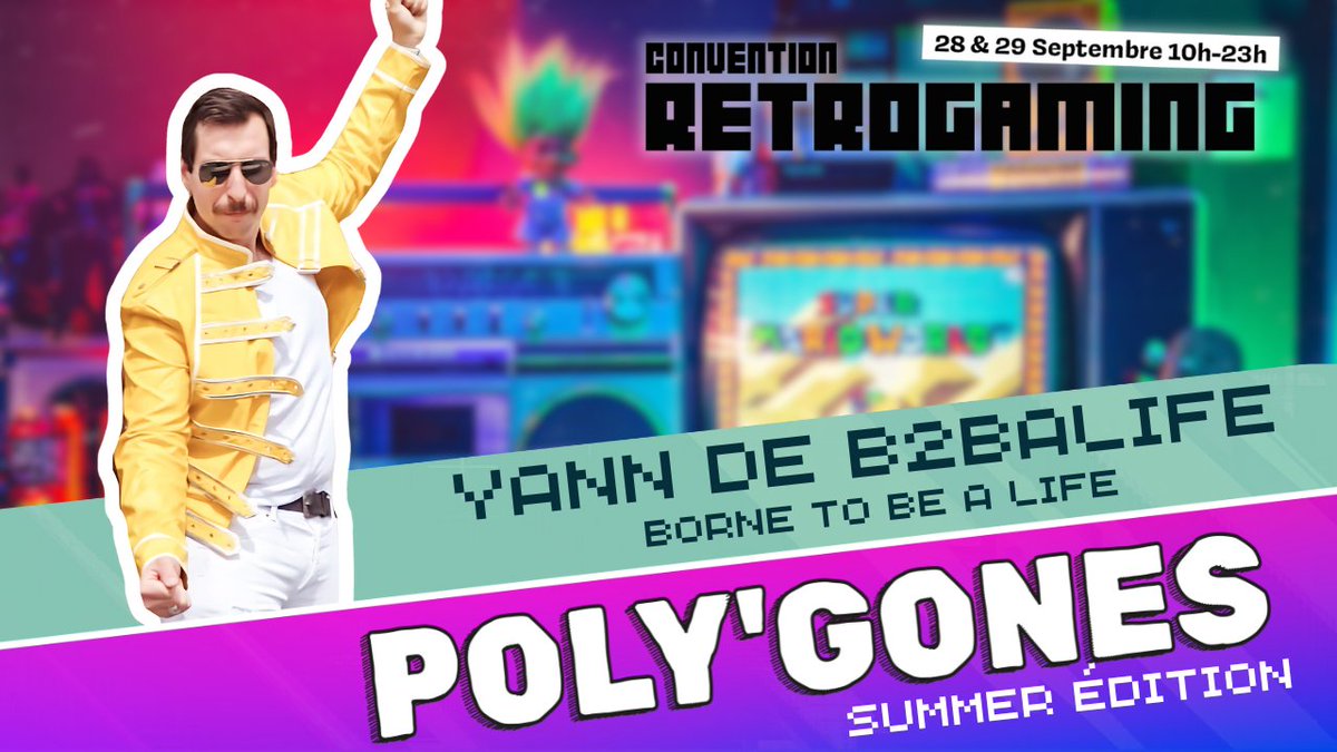 Poly'Gones Festival #retrogaming #SEGA #Nintendo (@polyg0nes) on Twitter photo 🎮 Nous sommes ravis d'accueillir Yann de <a href="/b2balife/">Borne to be a Life</a> ! 🌟 Plongez dans son univers Freddiesque qui vous fera voyager dans le temps, loin du monde réel, pour revivre les meilleurs souvenirs des 80's ! 🕹️✨
#PolyGones #RetroGaming 🎮 Nous sommes ravis d'accueillir Yann de <a href="/b2balife/">Borne to be a Life</a> ! 🌟 Plongez dans son univers Freddiesque qui vous fera voyager dans le temps, loin du monde réel, pour revivre les meilleurs souvenirs des 80's ! 🕹️✨
#PolyGones #RetroGaming